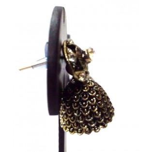 Silver Oxidized Earrings Jhumka Jhumki Jewelry Bollywood Drop Dangle Long EA357